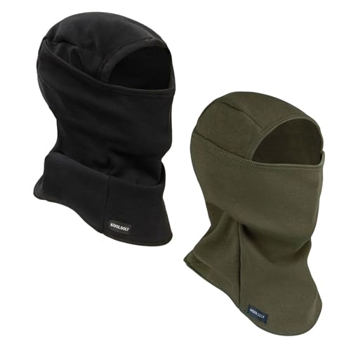 KOOLSOLY Ski Mask Balaclava Cold Weather Warm and Fleece Face Mask Neck Warmer Full Face Mask for Men&Women - color: Blcak*army Green