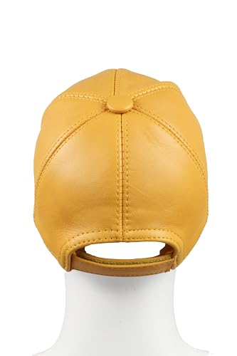 Genuine Leather Unisex Baseball Cap - color: Yellow