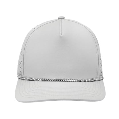 Gilbert Performance 5‑Panel Snapback Hat – Adjustable Flat Bill Cap, Breathable Mesh, Water‑Repellent Fabric, Unisex - color: Grey With Rope