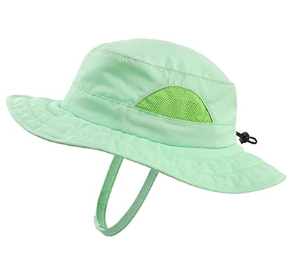 Connectyle Kids Sun Hat for Boys Girls Wide Brim Bucket Hat UPF 50+ Sun Protection Hat Breathable Summer Beach Hat - color: Mint Green