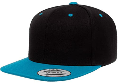 Mrlahat 6089 Yupoong Yp by Flexfit 6-Panel Structured Flat Visor Classic Snapback Cap with Black Bandana - color: Black / Teal