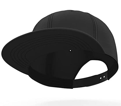 Daxton Classic Blank Snapback Flat Bill Visor Hat Cap One Size Adjustable Back - color: Black Black