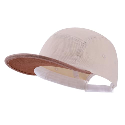 5 Panel Baseball Cap Color Stitching Flat Brim Hat Vintage Snapback Hats for Men Hip Hop Street Style Skateboard Hat - color: Mg-pym2583-beige