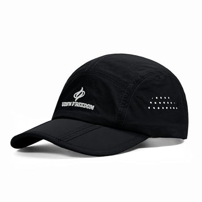 Clakllie Quick Dry 5 Panel Cap for Men Summer Folding Outdoor Hat Breathable Baseball Cap Unstructured Running Hiking Hats - color: Bs26zd01-black