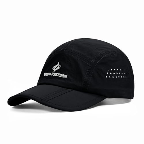Clakllie Quick Dry 5 Panel Cap for Men Summer Folding Outdoor Hat Breathable Baseball Cap Unstructured Running Hiking Hats - color: Bs26zd01-black