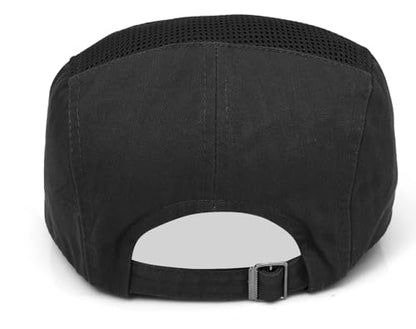 DIYDECAL Mens Cotton Mesh Newsboy Cap Flat Ivy Gatsby Hat Summer Driving Cabbie Cap - color: Black