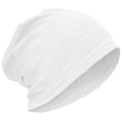 ROYBENS Lightweight 100% Cotton Slouchy Summer Beanie Men Women, Chemo Cap - color: 1pc White, size: Medium