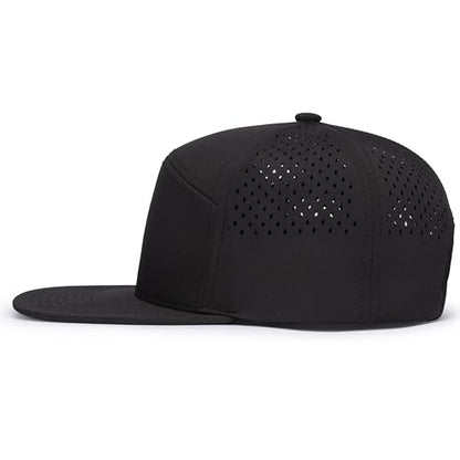 Pacific Headwear Perforated 6-Panel Arch Cap - color: Black/Charcoal/Black