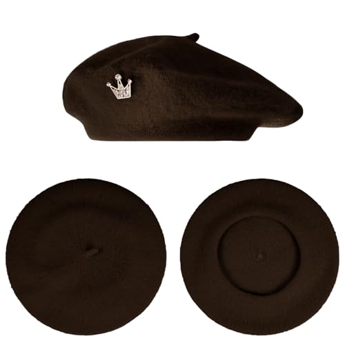 choyaxo 3pcs French Beret Hat Set Costume Accessories Set Including Beret Hat Scarf Crown Pin for Women French Themed Party - style: Vintage Style
