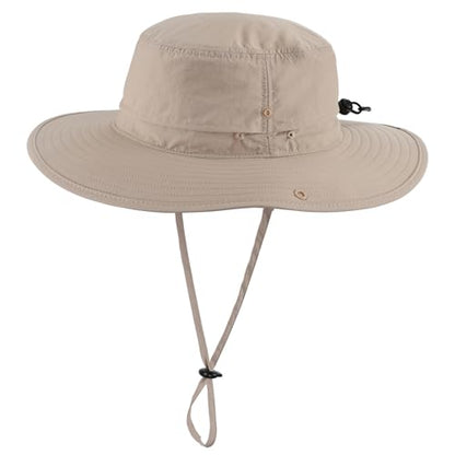 Connectyle Sun Hat for Men Women Outdoor UV Protection Safari Hat for Fishing Hiking Gardening Breathable Cowboy Hat UPF50 - color: Light Khaki