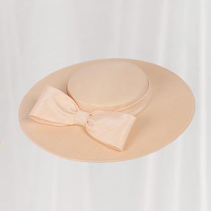 Fascinators Women Wide Brim 20s 50s Derby Pillbox Hat Bowknot Cocktail Tea Party Church Dress Hats - color: Khaki