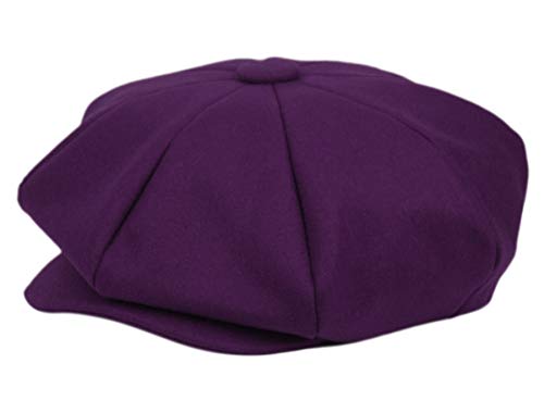 EPOCH Men's Newsboy Cap 8 Panel Wool Blend Gatsby Hat Vintage Big Apple Flat Cap Classic Driving Hat - color: Purple