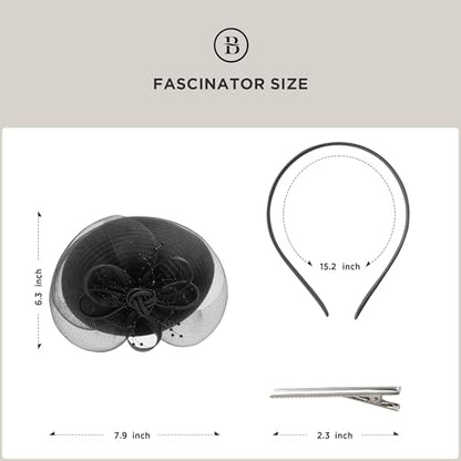 BABEYOND Fascinators Hats for Women Tulle Pillbox Knot Bead Tea Party Hat - color: Black