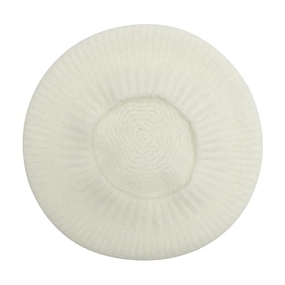 ZLYC Women French Beret Hat Winter Knitted Stretchable Beret Artist Cap - color: Plain White
