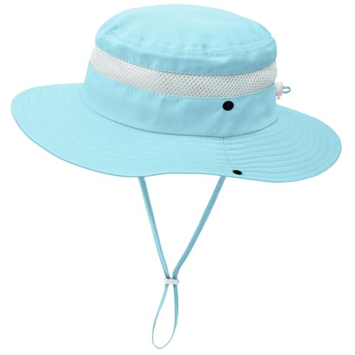 ZOORON Outdoor Kids Sun Hat UPF 50+ Quick Dry Bucket Hat for Boys Girls - color: 1pack-aqua Blue
