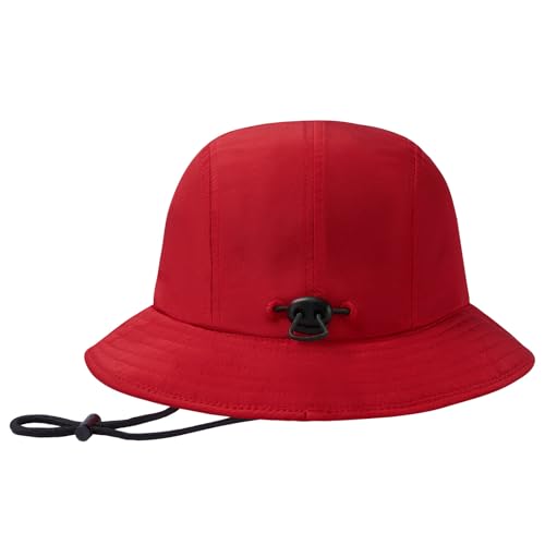 BASSDASH UPF50+ Fishing Bucket Hat for Men Women Lightweight Water Resistant Packable Outdoor Summer Sun Hats FH13 - color: Red