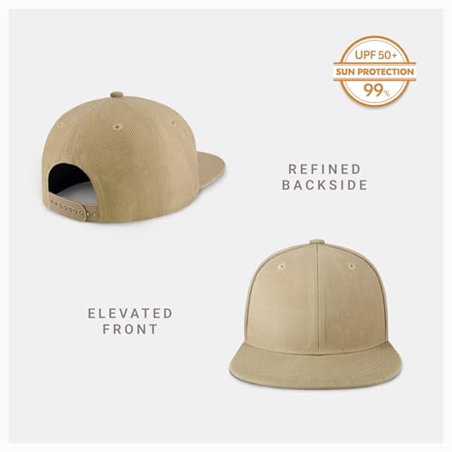 CHOK.LIDS Classic Snapback Flat Bill Hat Blank Adjustable Baseball Cap - color: Khaki