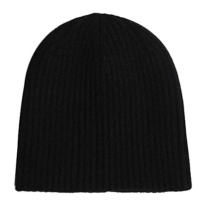 ZLYC Men Winter Knit Fisherman Beanie Hat Fashion Warm Daily Skull Cap - color: Solid Black