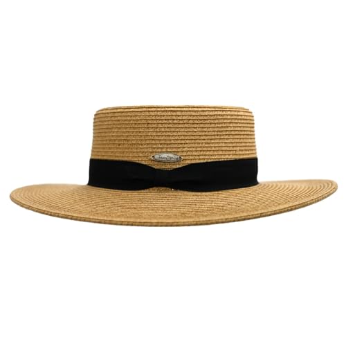 Panama Jack Women's Sun Hats - Paper Braid Straw, Assorted Styles - color: Brown Boater Hat