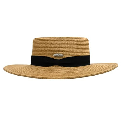 Panama Jack Women's Sun Hats - Paper Braid Straw, Assorted Styles - color: Brown Boater Hat