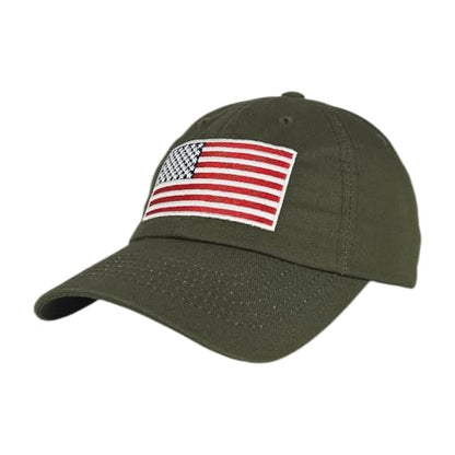 E BY ELIDAN USA Hat, Embroidered American Flag Baseball Cap for Men Women - color: Olive