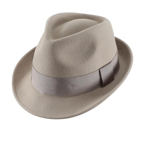 Home Prefer Men's Wool Felt Winter Hat Short Brim Fedora Hat - color: Clay, size: 7 3/8