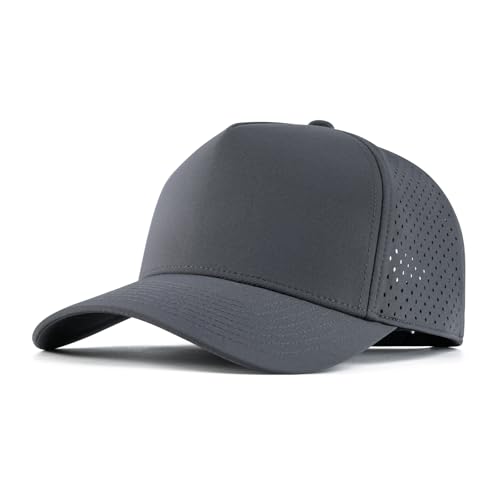 BOTVELA Men Adjustable Snapback Laser Cut Mesh Baseball Cap - color: Dark Grey