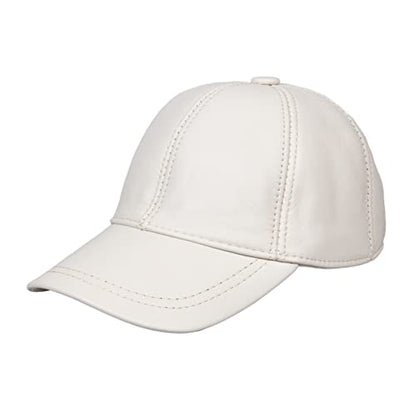 Genuine Leather Unisex Baseball Cap - color: Beige
