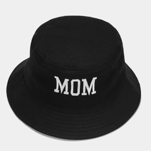 XYIYI Fashion Embroidery Bucket Hat Cotton Beach Fisherman Hats for Women Girls - color: Mom Black