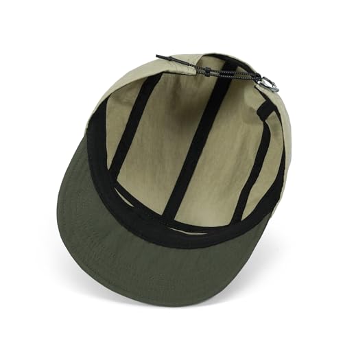 Clakllie Lightweight 5 Panel Short Brim Hat Two-Tone Flat Brim Baseball Cap - color: Bs26dy11-khaki Green