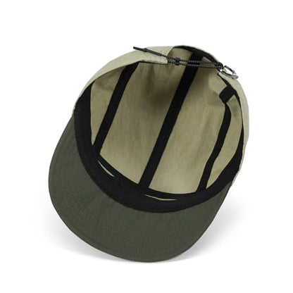 Clakllie Lightweight 5 Panel Short Brim Hat Two-Tone Flat Brim Baseball Cap - color: Bs26dy11-khaki Green