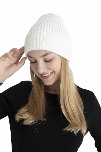 Seamless Beanie Cap, Acrylic Unisex Winter Beanie - color: Pearl White