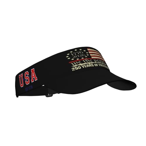 United States 250th Anniversary Hat USA Est 1776 America Patriotic Visor Cap Adjustable Sun Hat for Women Men Sports Beach - color: Black20