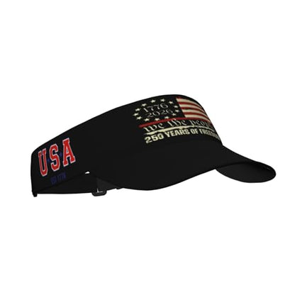United States 250th Anniversary Hat USA Est 1776 America Patriotic Visor Cap Adjustable Sun Hat for Women Men Sports Beach - color: Black20