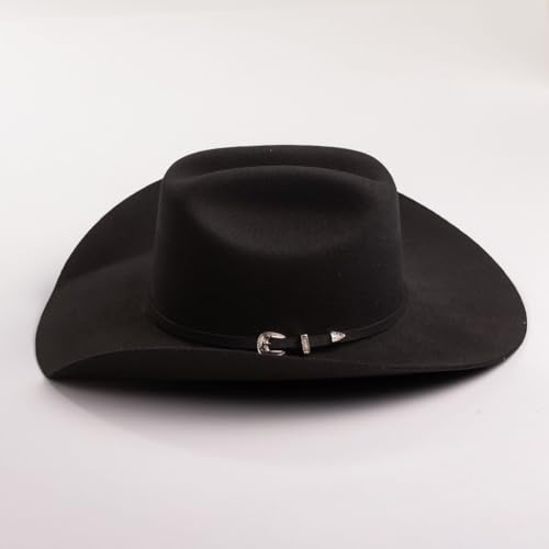 Justin Men’s Rodeo Hat - 3X Wool Collection - Cattleman Crease Crown - 4” Brim - color: Black, size: 6 7/8