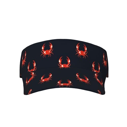 Sports Sun Visor Hats Adjustable Men Women Lightweight Packable Cooling Empty Top Visor Hat for Running, Tennis, Golf - color: Crab
