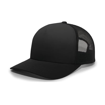 Pacific Headwear Unisex Adult Pacific Headwear 5-Panel Trucker Snapback Cap - color: Black/Black