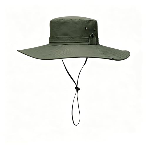 Sun Fishing Hat for Men UPF 50+ Wide Brim Boonie Hats for Summer - color: Army Green