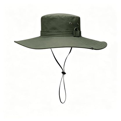 Sun Fishing Hat for Men UPF 50+ Wide Brim Boonie Hats for Summer - color: Army Green