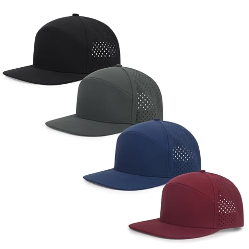 Quick Dry Baseball Cap Flat Brim Snapback Golf Hat for Men Women - color: Black+darkgrey+navy+burgundy