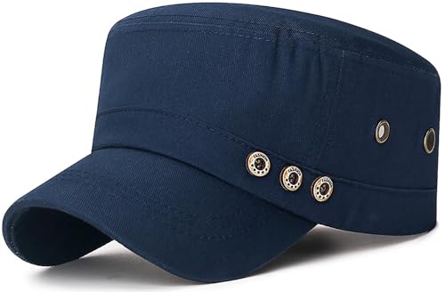 Men's Military Cadet Hat Flat Top Newsboy Cap - color: A - Navy
