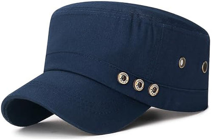 Men's Military Cadet Hat Flat Top Newsboy Cap - color: A - Navy
