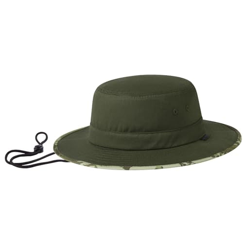 UPF 50+ Foldable Sun Hat Patterned Under Brim Bucket Hats for Summer Hiking Fishing Beach Safari Men Women - color: Army Green, size: Large