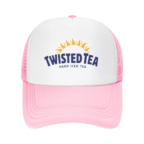 Mens Twisted Trucker Hat Mesh Snapback Adjustable Baseball Cap - color: Pink