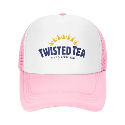 Mens Twisted Trucker Hat Mesh Snapback Adjustable Baseball Cap - color: Pink