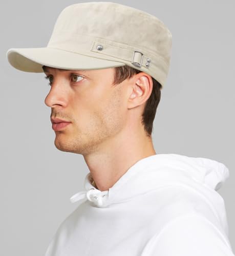 Army Cadet Cap for Men Women Military Flat Top Cap Baseball Caps - color: White