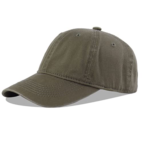 LANGZHEN Unisex Baseball Cap 100% Cotton Fits Men Women Washed Denim Adjustable Dad Hat - color: Army Green