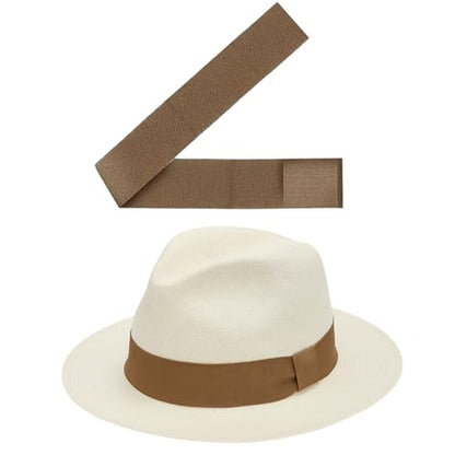 Gamboa Hatbands for Panama Hat Ribbon Hatband Cowboy Hats - color: Light Brown, size: X-Large