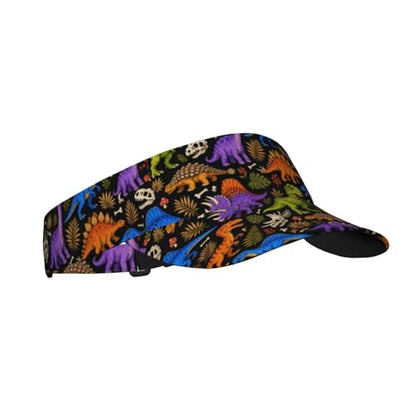 Sun Visor Hats Adjustable Open Top Sport Hat for Golf Women/Men - color: Dinosaur