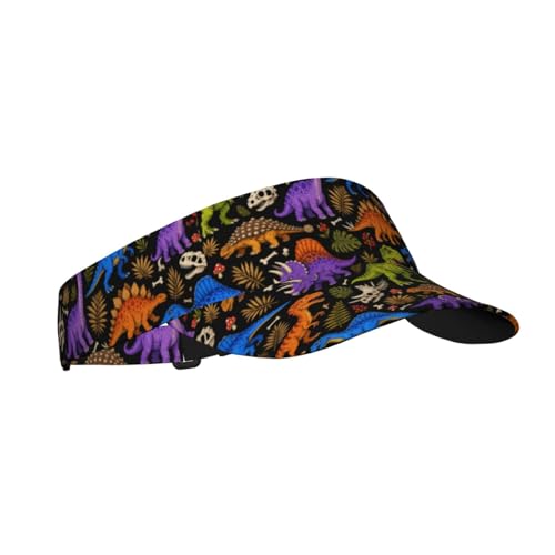 Sun Visor Hats Adjustable Open Top Sport Hat for Golf Women/Men - color: Dinosaur